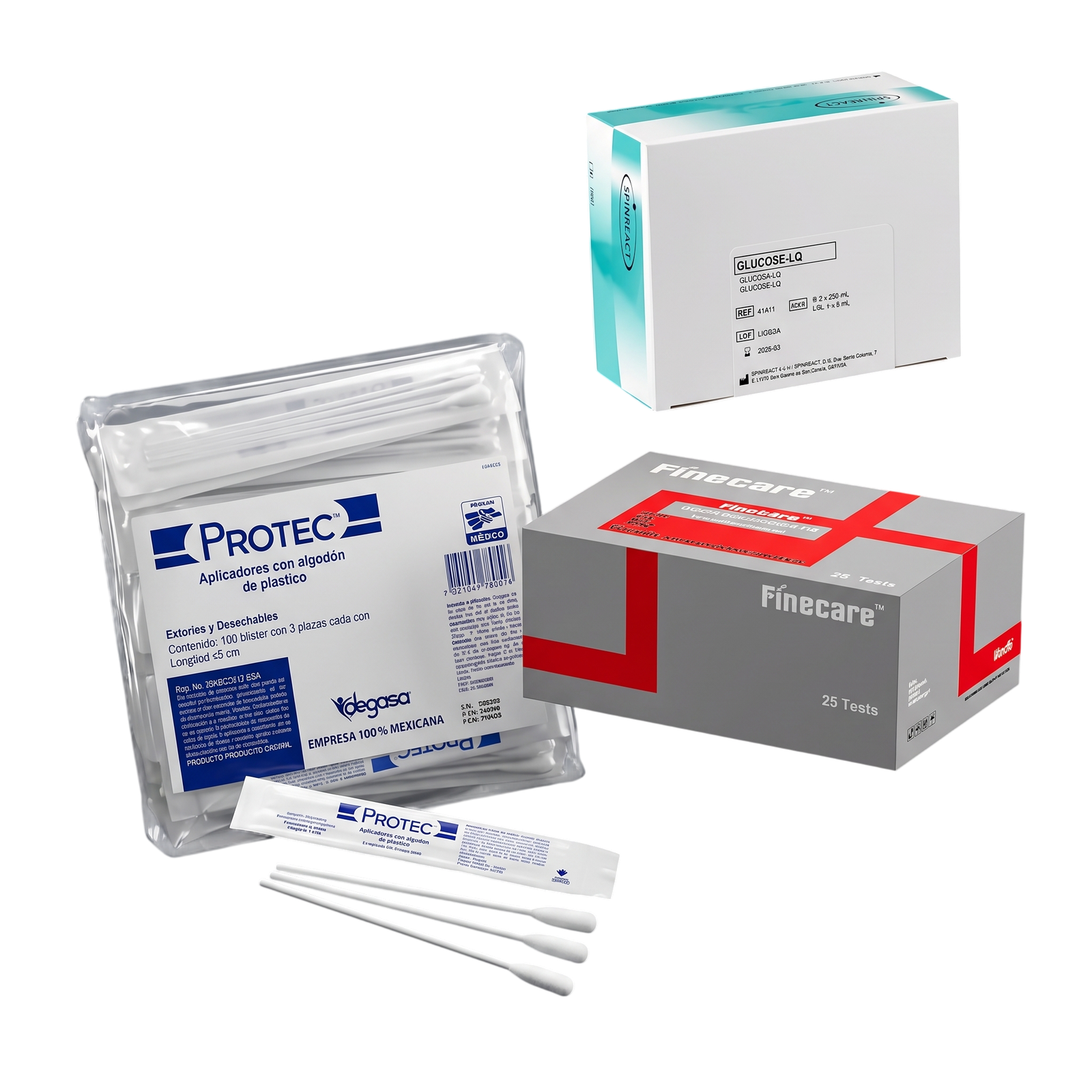 Reactivos, prueba Finecare y consumibles Protec Insumed